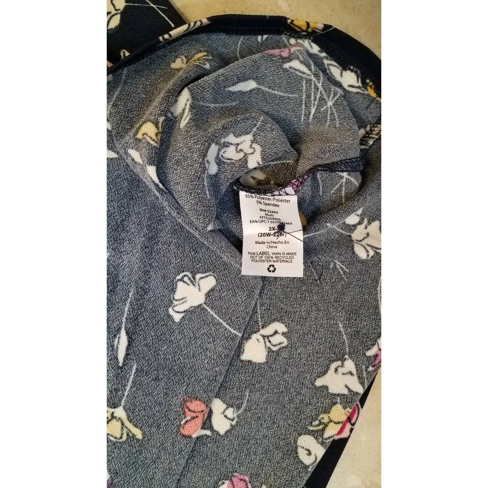 New‎ Terra Sky Women Button Front Maxi Skirt Floral Print Blue Plus 2X (20W-22W)